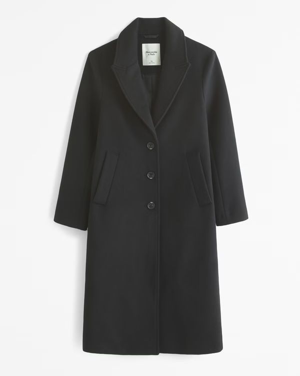 Wool-Blend Tailored Topcoat | Abercrombie & Fitch (US)