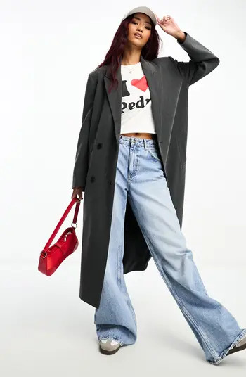 ASOS DESIGN Longline Dad Coat | Nordstrom | Nordstrom