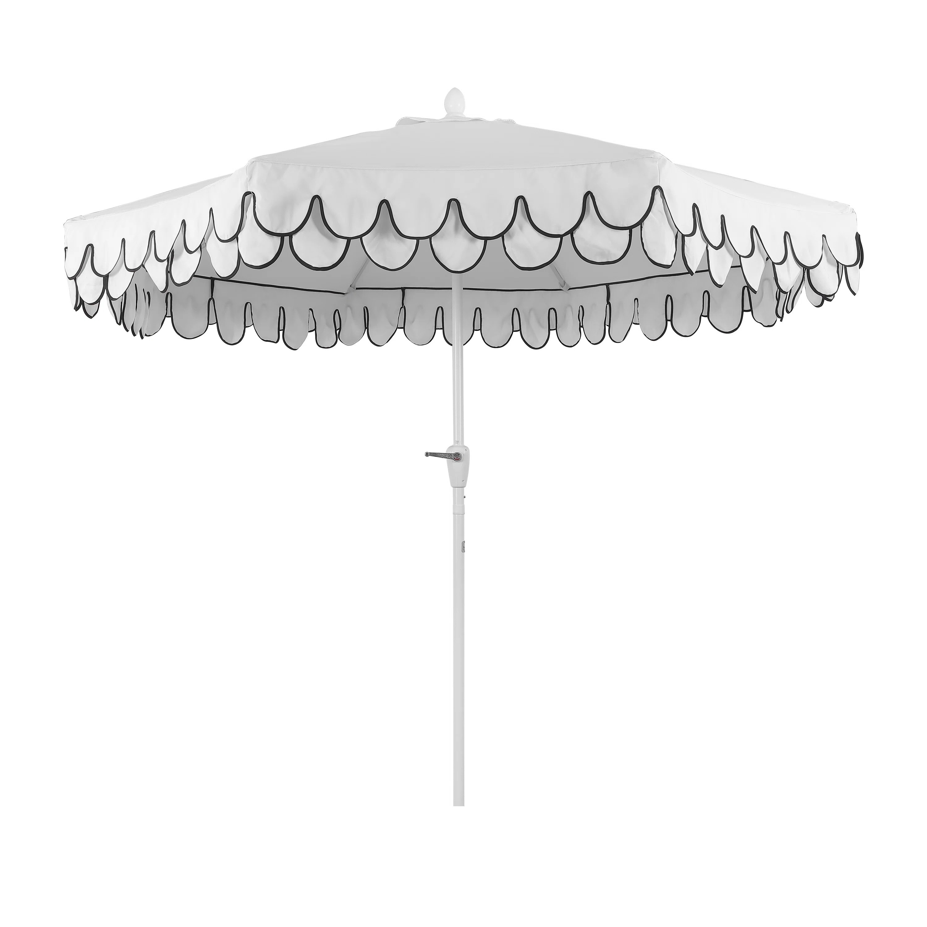 Tracy 9 ft. Coastal Octagon Outdoor Market Patio Umbrella with Scalloped Fringe, Crank Lift & Til... | Wayfair North America