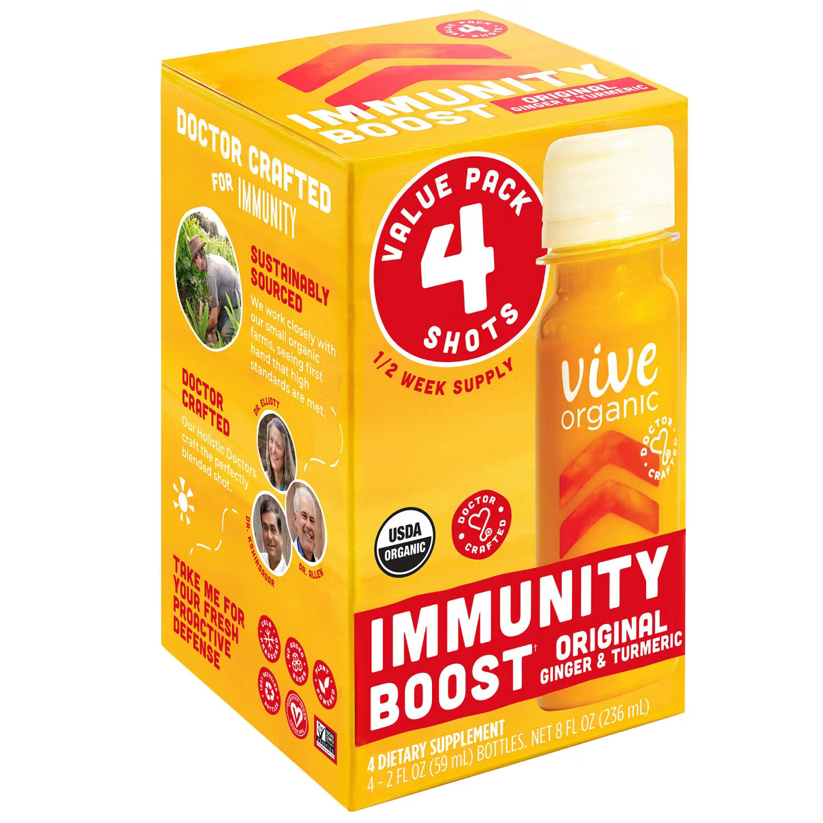 Vive Organic Immunity Boost Original Ginger & Turmeric Shot - 4ct/2 fl oz | Target