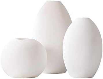LIKON Small White Ceramic Vase Set for Home Decor -Set of 3 (White) | Amazon (US)