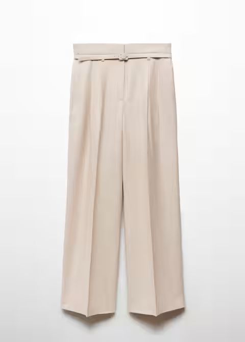 Pantalon costume pinces ceinture -  Femme | Mango France | MANGO (FR)