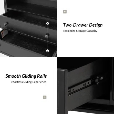 Lark Manor Amberlyn 27.2'' H Traditional2-Drawer Nightstand with Built-In Outlets and Solid Wood ... | Wayfair North America