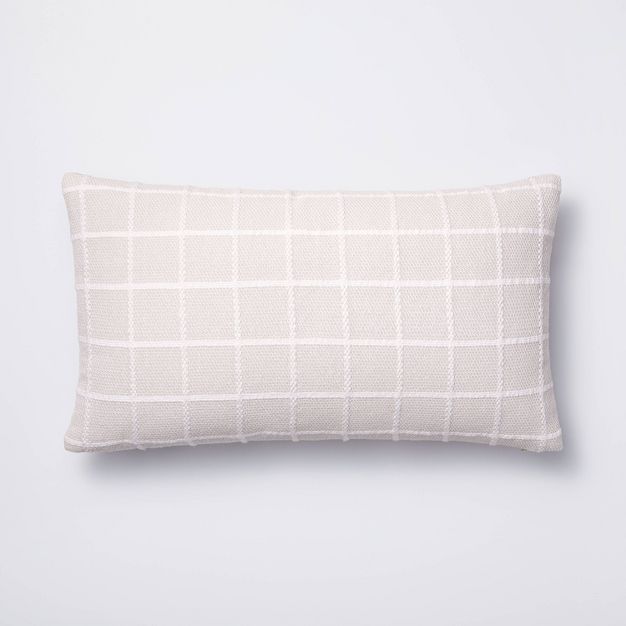 Oblong Woven Grid Decorative Throw Pillow Light Beige - Threshold™ designed with Studio McGee | Target