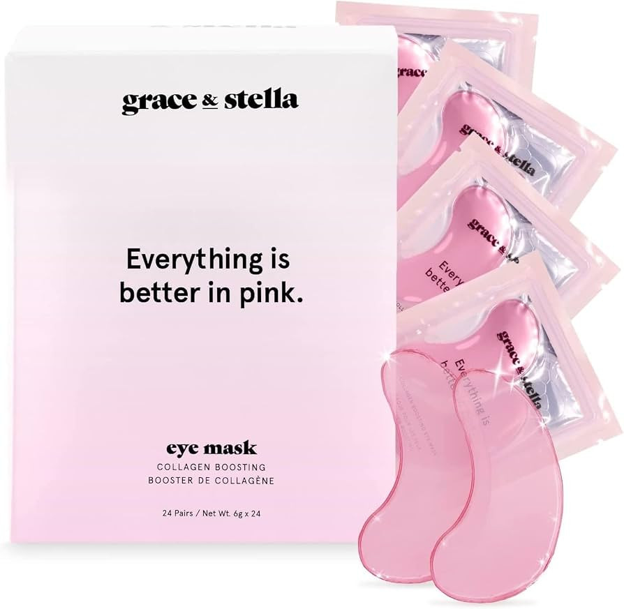 Under Eye Mask (Pink, 24 Pairs) Reduce Dark Circles, Puffy Eyes, Undereye Bags, Wrinkles - Gel Un... | Amazon (US)