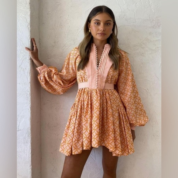 NWT Aofur Summer Cotton V Neck Long Losse\u200e Sleeve Embroidery Dress. | Poshmark