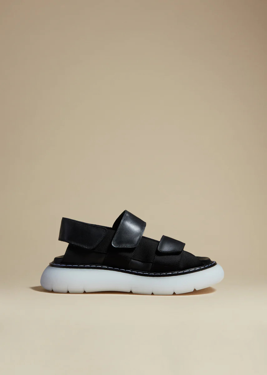The Murray Sandal in Black Leather | Khaite