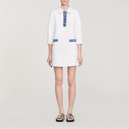 Long-sleeved Short Tweed Dress | Sandro US | Sandro-Paris US