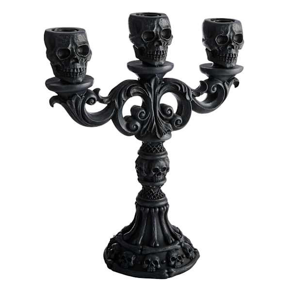 Black Skull Candelabra At Home, Resin | At Home