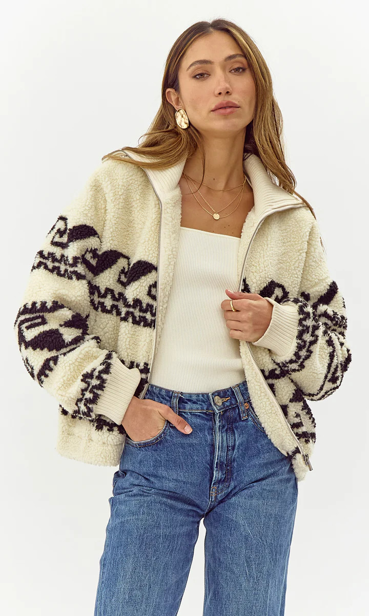 Farrah Sherpa Zip Up Bomber | Greylin Collection | Women's Luxury Fashion Clothing 