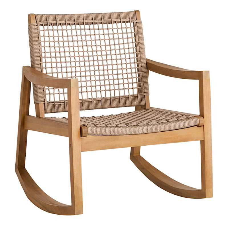 Haven Blonde Acacia Wood & Tan Rope Rocking Patio Chair | At Home