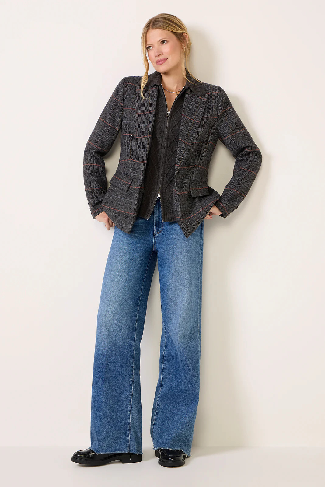 EVEREVE Women's Dawson Twofer Blazer, Size Medium, Grey | Evereve