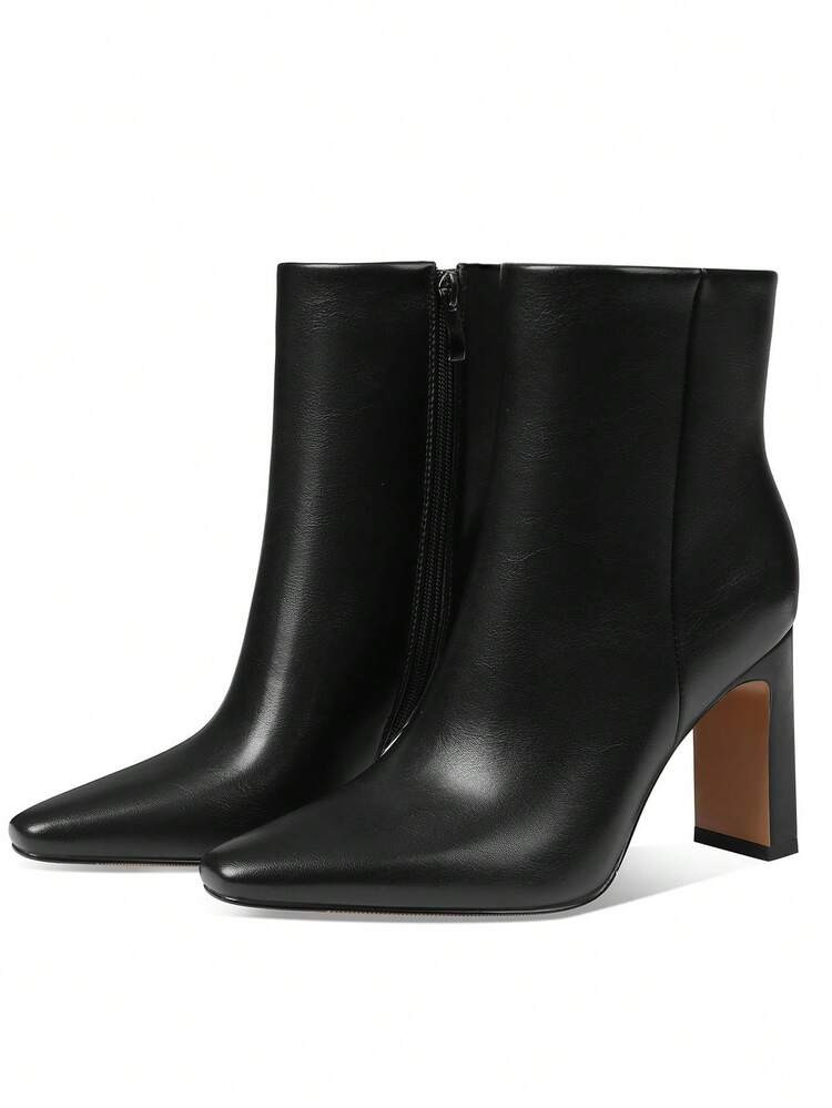 Women's Chunky High Heel Ankle Boots Pointed Toe Side Zipper Fashion Chelsea Boots Faux Suede Sho... | SHEIN