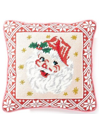 Holiday Collection Vintage Needlepoint Santa Claus Square Pillow | Dillard's