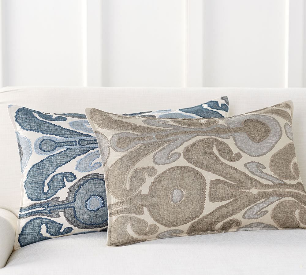 Kenmare Ikat Embroidered Lumbar Pillow Covers | Pottery Barn (US)