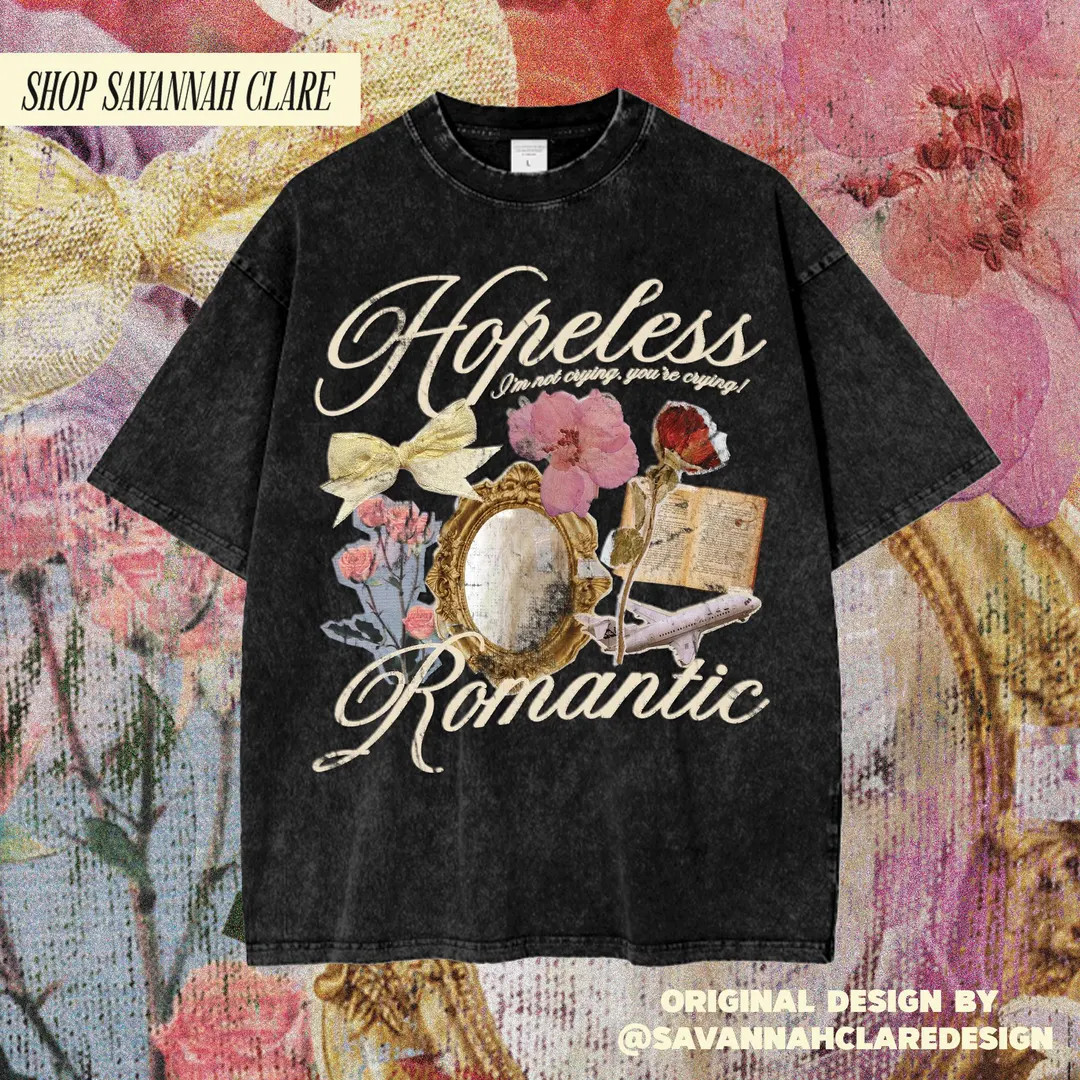 HOPELESS ROMANTIC SHIRT for Valentines Day Girly Graphic Tee Shirts for Book Lovers Book Shirt Bo... | Etsy (US)