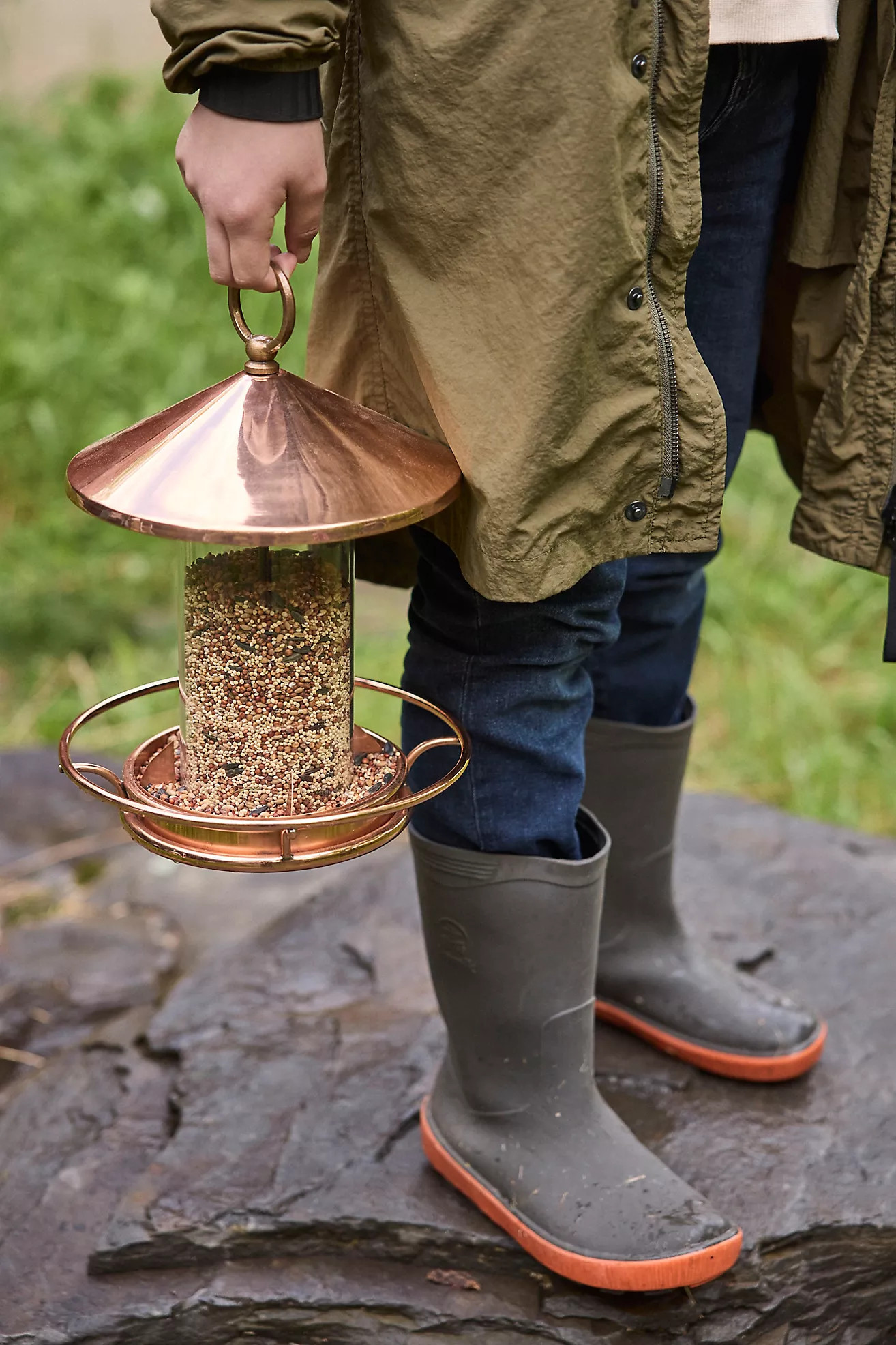Short Solid Copper Bird Feeder | Terrain