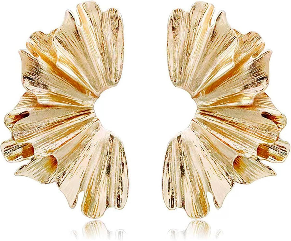 T-ztoss Gold Statement Earrings for Women Large Geometric Flower Earrings Bohemian Ginkgo Leaf He... | Amazon (US)