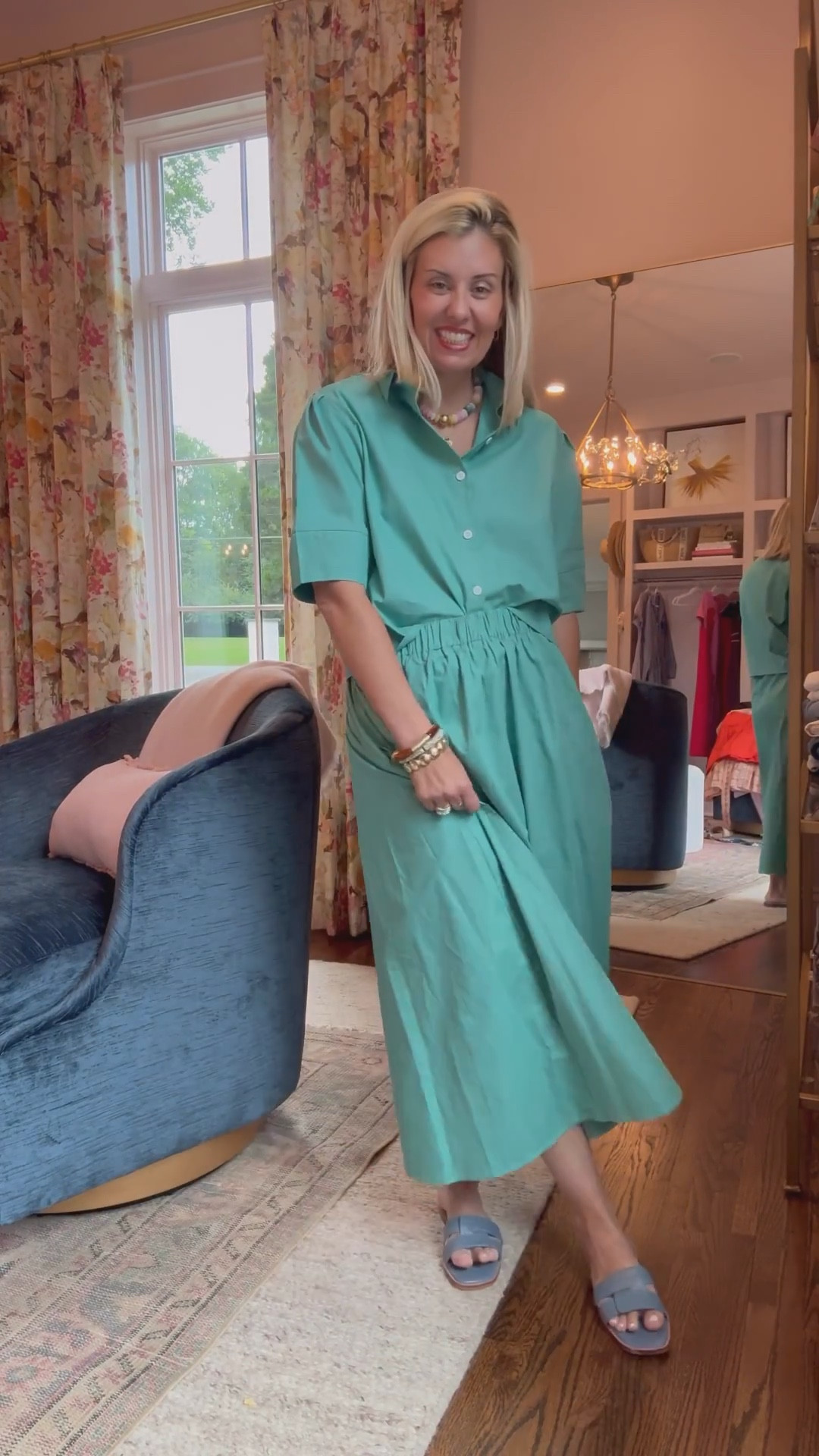 Obsessed with this green monochromatic set! Can totally wear 3/4 seasons. Wearing small set, 8 shoe

#LTKOver40 #LTKStyleTip #LTKFindsUnder100