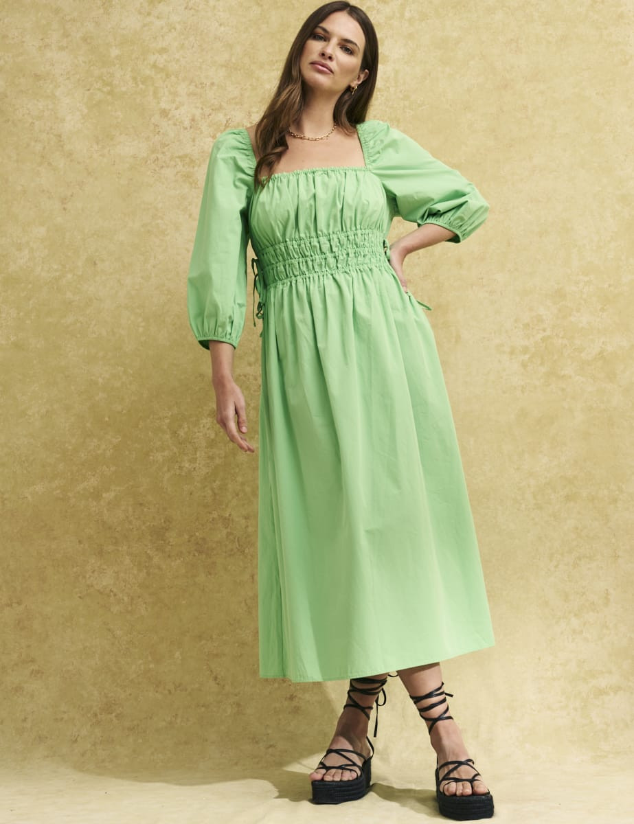 Green Square Neck Franzie Midi Dress | Nobody's Child