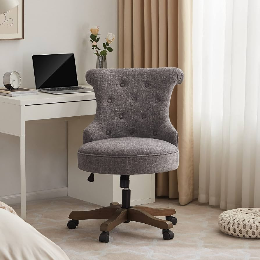 Batohom Home Office Chair Adjustable Height Swivel Chair with Wheels Linen Fabric Upholstered Com... | Amazon (US)