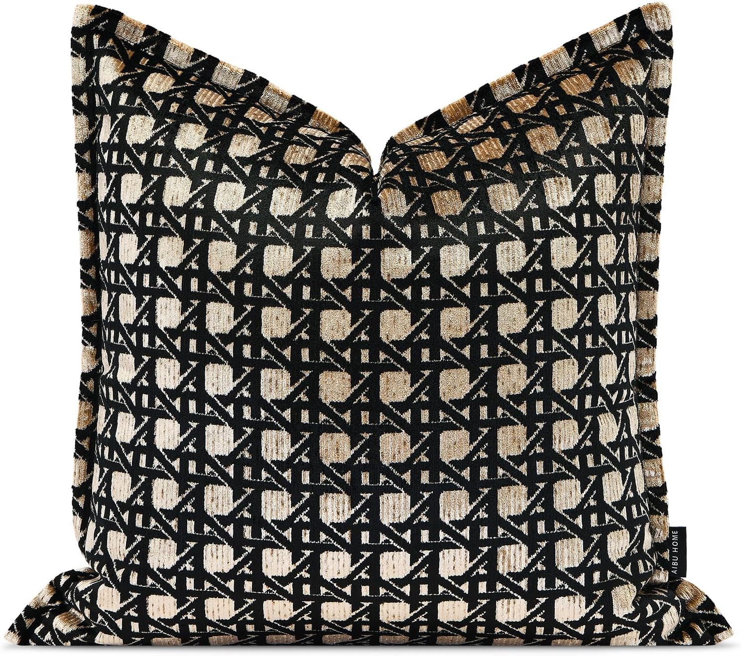 Throw Pillow Cushion Cover 18x18 inches, Gold Geometric Openwork Pattern Pillowcases, Modern Luxury Living Room Sofa Square Pillow Covers for Bed Couch Sofa Bedroom | Amazon (US)