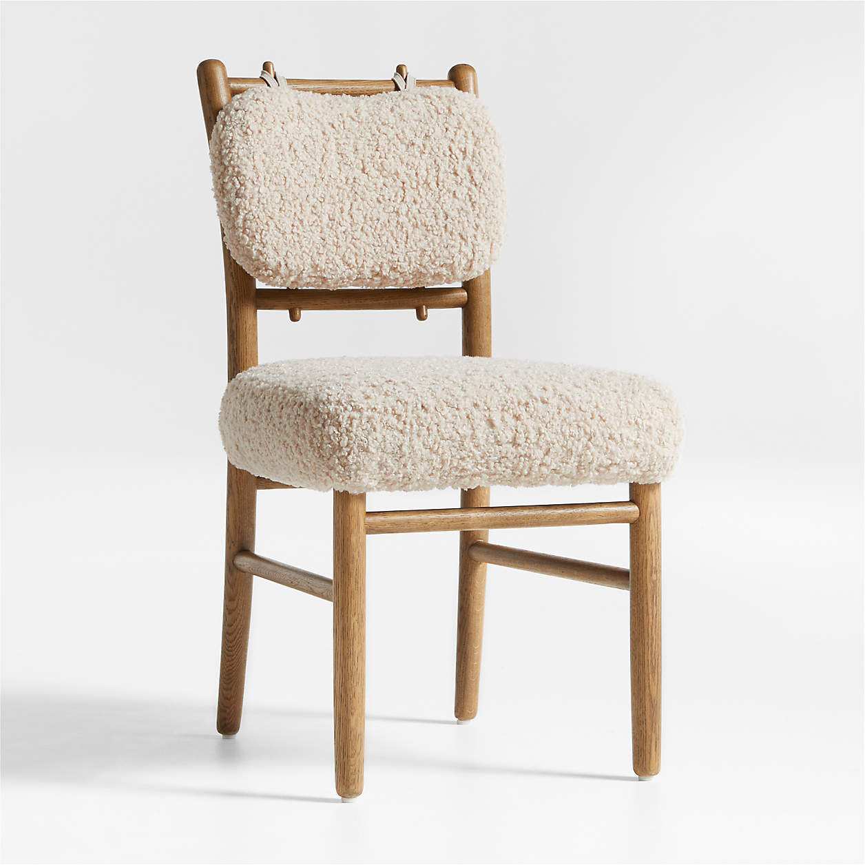 Pierre Light Brown Oak Wood Dining Chair with Faux Shearling + Reviews | Crate & Barrel | Crate & Barrel