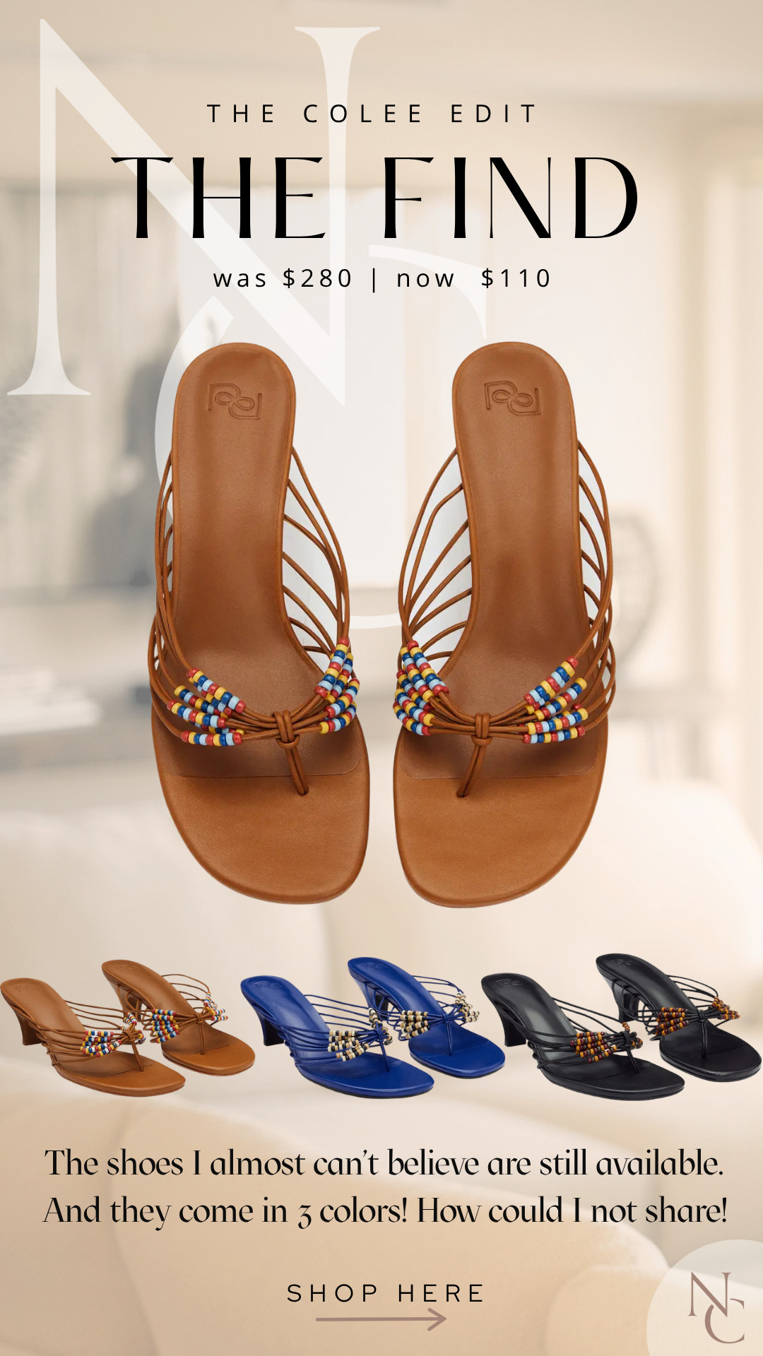 🤎 THE FIND | BEADED REFORMATION HEELS

Was $280 → now $110!!!

Okay THIS is a find. 👀 $280 down to $110 and they come in THREE colors?! The beading, the strappy detail, the little heel… vacation shoe perfection. At this price, I’m not responsible for how many colors end up in your cart. 😂 

 #LTKdayinmylife #LTKSeasonal #LTKSaleAlert