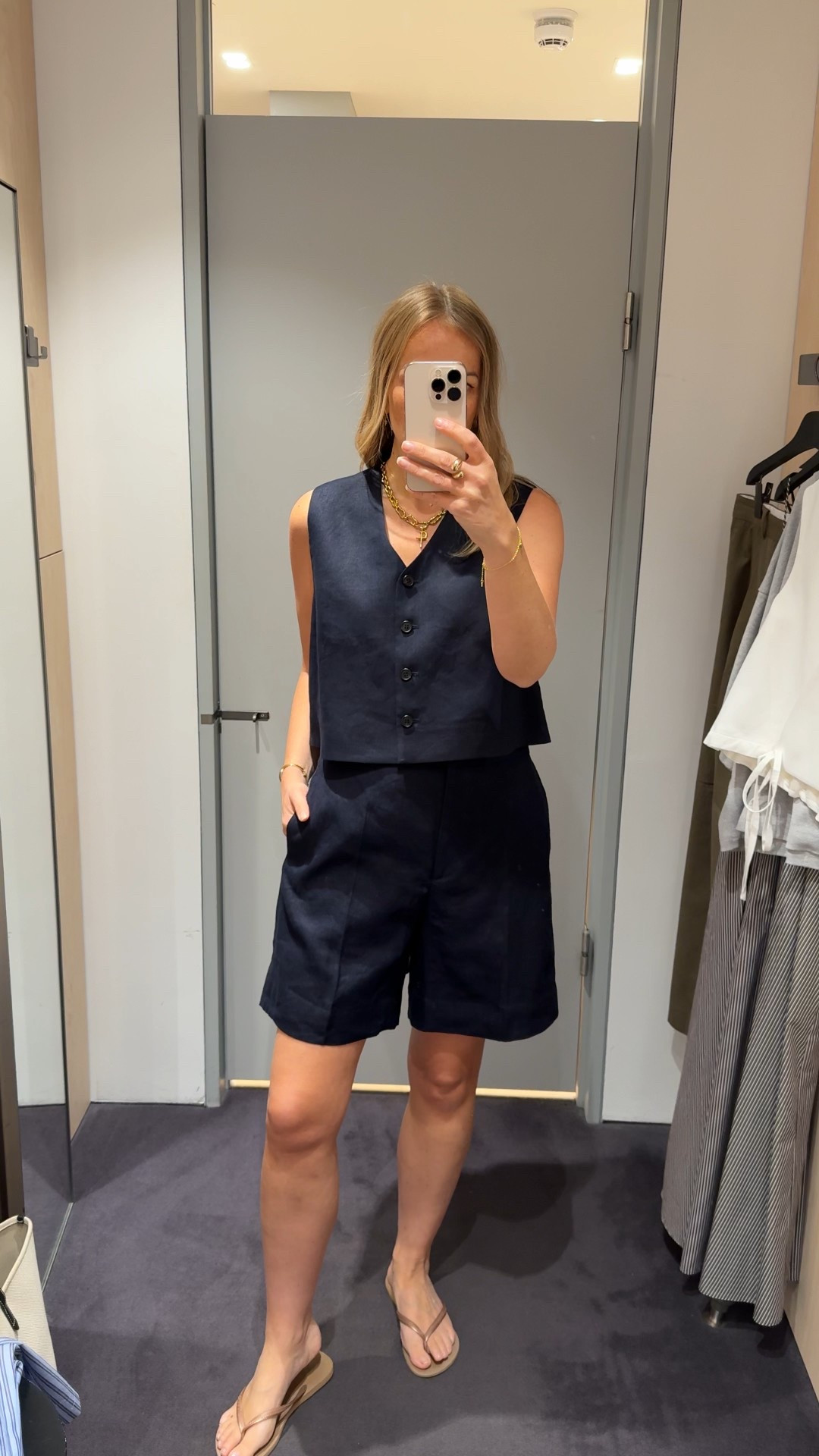 Chic linen summer co ord , suitable for the office . 
Available in other colours and styles 
Wearing the navy in a U.K. 14 
Shorts have an elasticated waist (true to size) 
Top is loose fitting. 

#LTKspring #LTKworkwear #LTKsummer
