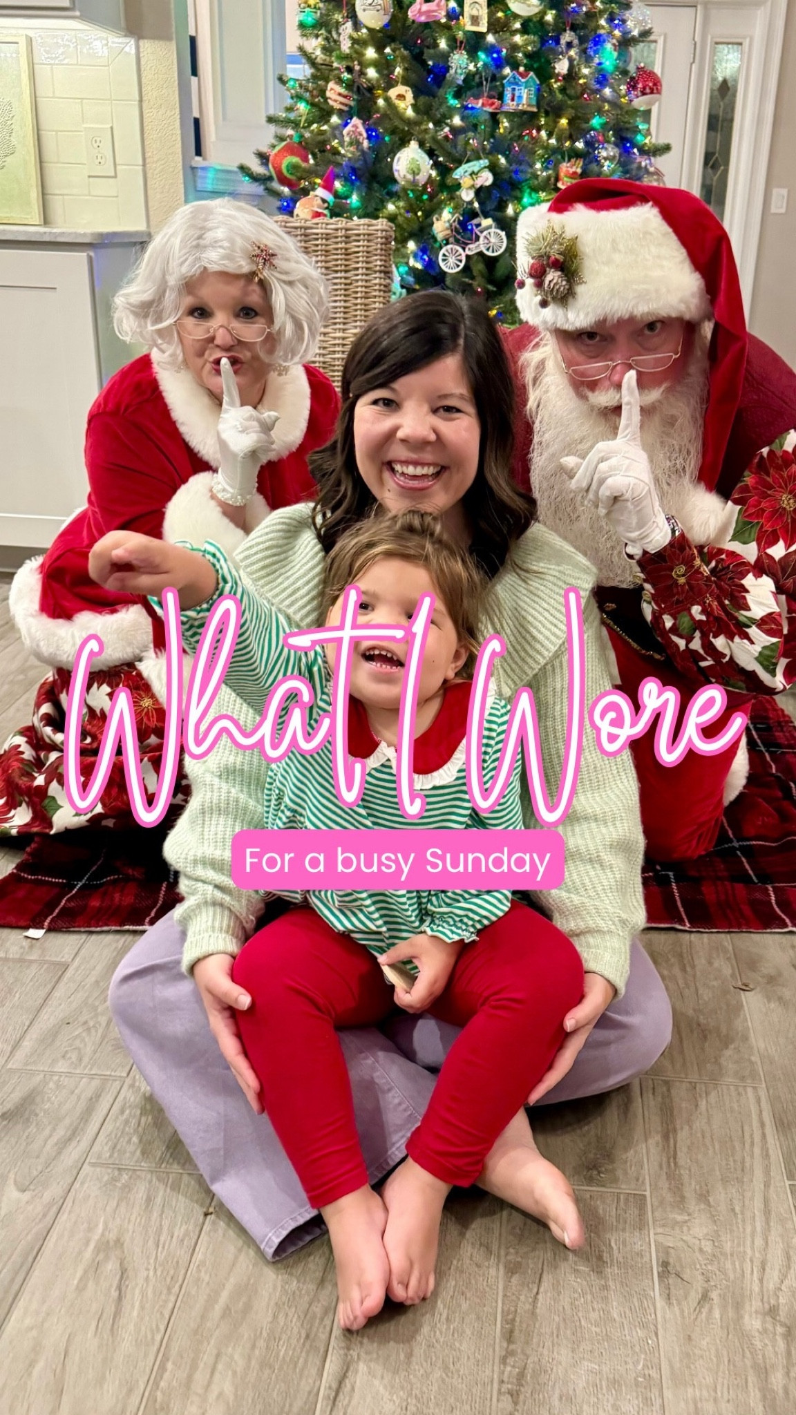 My clothes work hard, but moms work harder 💜 We had a busy Sunday doing all the things- including a (semi) successful visit with Santa & Mrs. Claus. 

I wanted an outfit I could wear all day, and my new obsession is these wide legged pants from @target! I’m 5’4 and they work perfect with flats! 

Just here to share that getting dressed can be practical, fun, stylish and affordable! If you’re always asking “what should I wear?!” Then you’re in the right place! Welcome 😊


#LTKHoliday #LTKSeasonal #LTKFindsUnder50