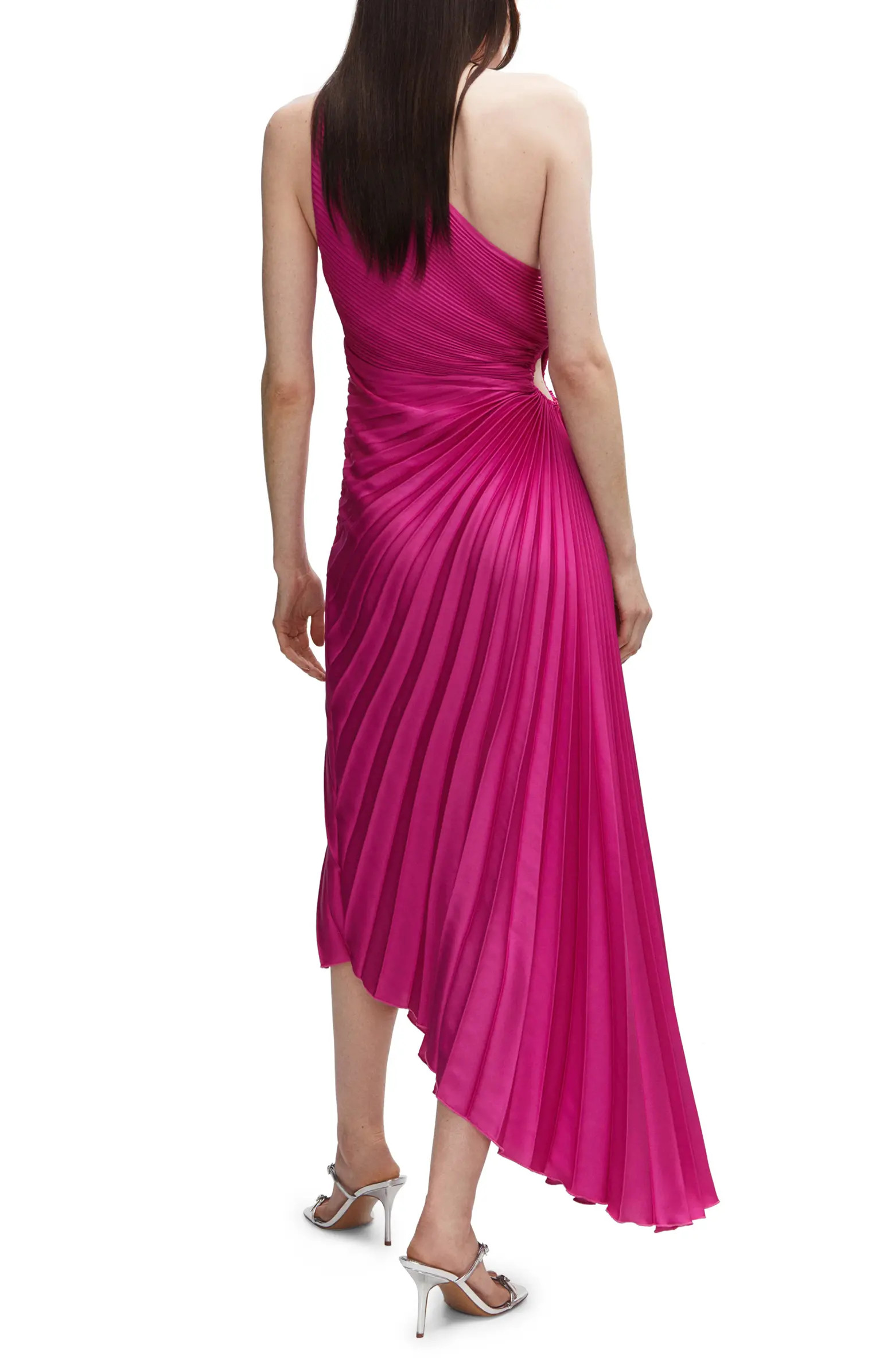 Cutout Pleated One-Shoulder Asymmetric Dress | Nordstrom