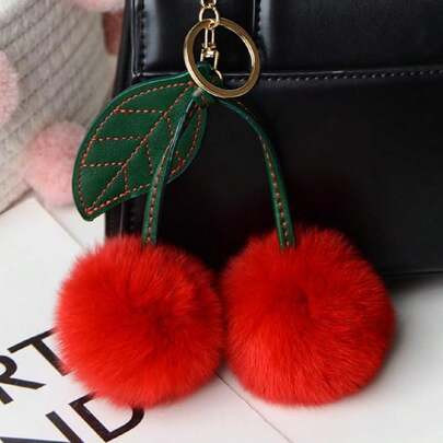 1pc Adorable Cherry Keychain Fluffy Plush Cute Cherry Backpack Charm Fashion Elegance Decoration Keychain Bag Pendant Ornaments With Metal Hanging Cla | SHEIN