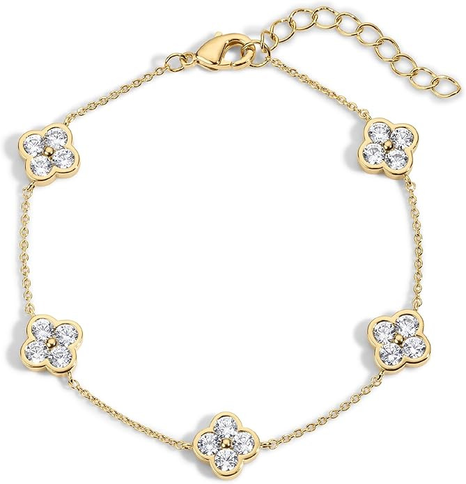 Electric Picks Camilla Clover Bracelet - 14kt Gold Plated Bracelet for Women, Gift, Wear Alone or... | Amazon (US)