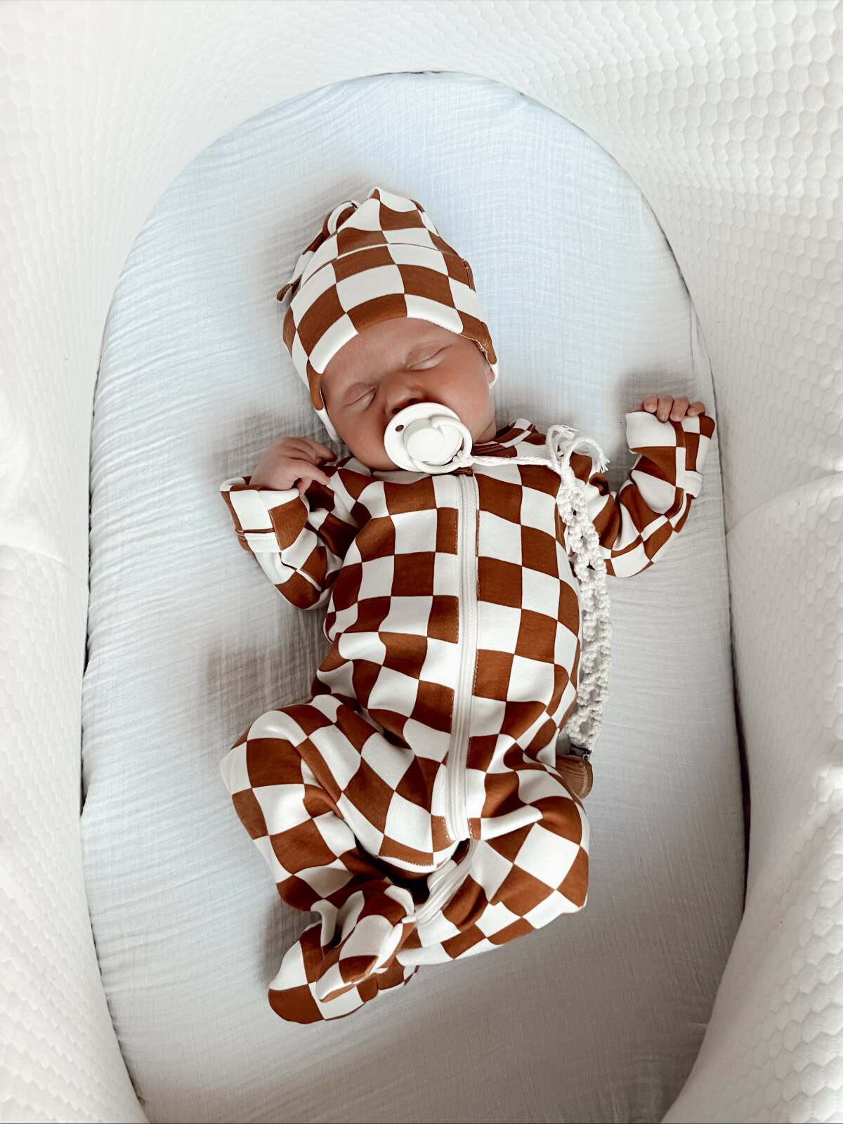Stracciatella Checkerboard / Organic Zip Footie | SpearmintLOVE