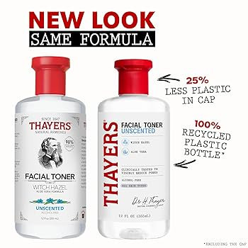 THAYERS Alcohol-Free, Hydrating, Unscented Witch Hazel Facial Toner with Aloe Vera Formula, Vegan... | Amazon (US)