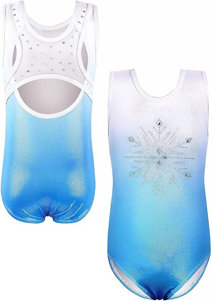 EQSJIU Gymnastics Leotards for Girls Kids Sparkly Patterned Rainbow Galaxy Aurora Colorful Butter... | Amazon (US)