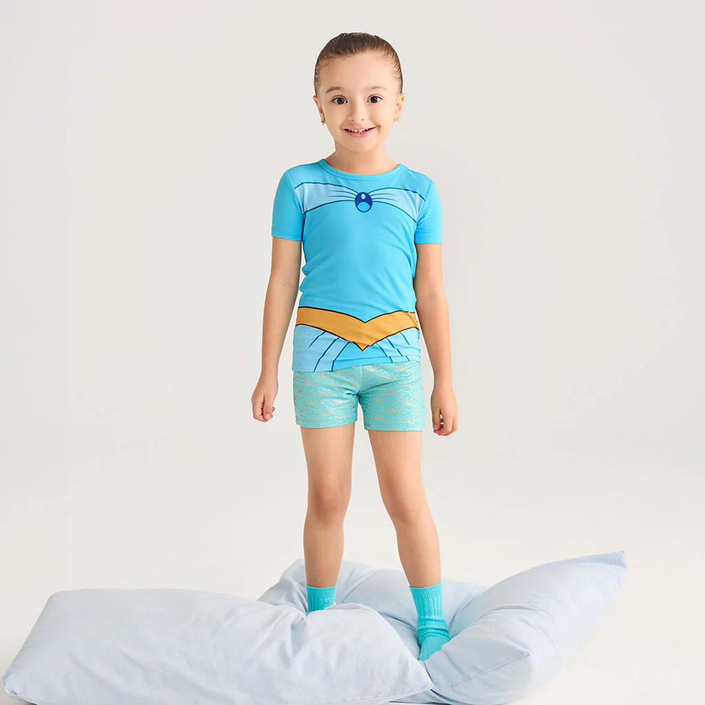 Princess Blue Short Sleeve Disney Jasmine Pajama Short Set | Posh Peanut® | Posh Peanut