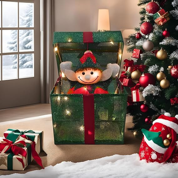 Decorative Lighted Animated Pop Up Elf Box by SkyMall | Amazon (US)