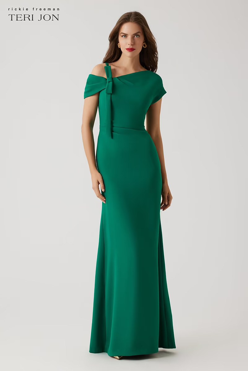 Crepe Asymmetrical Gown | TERI JON