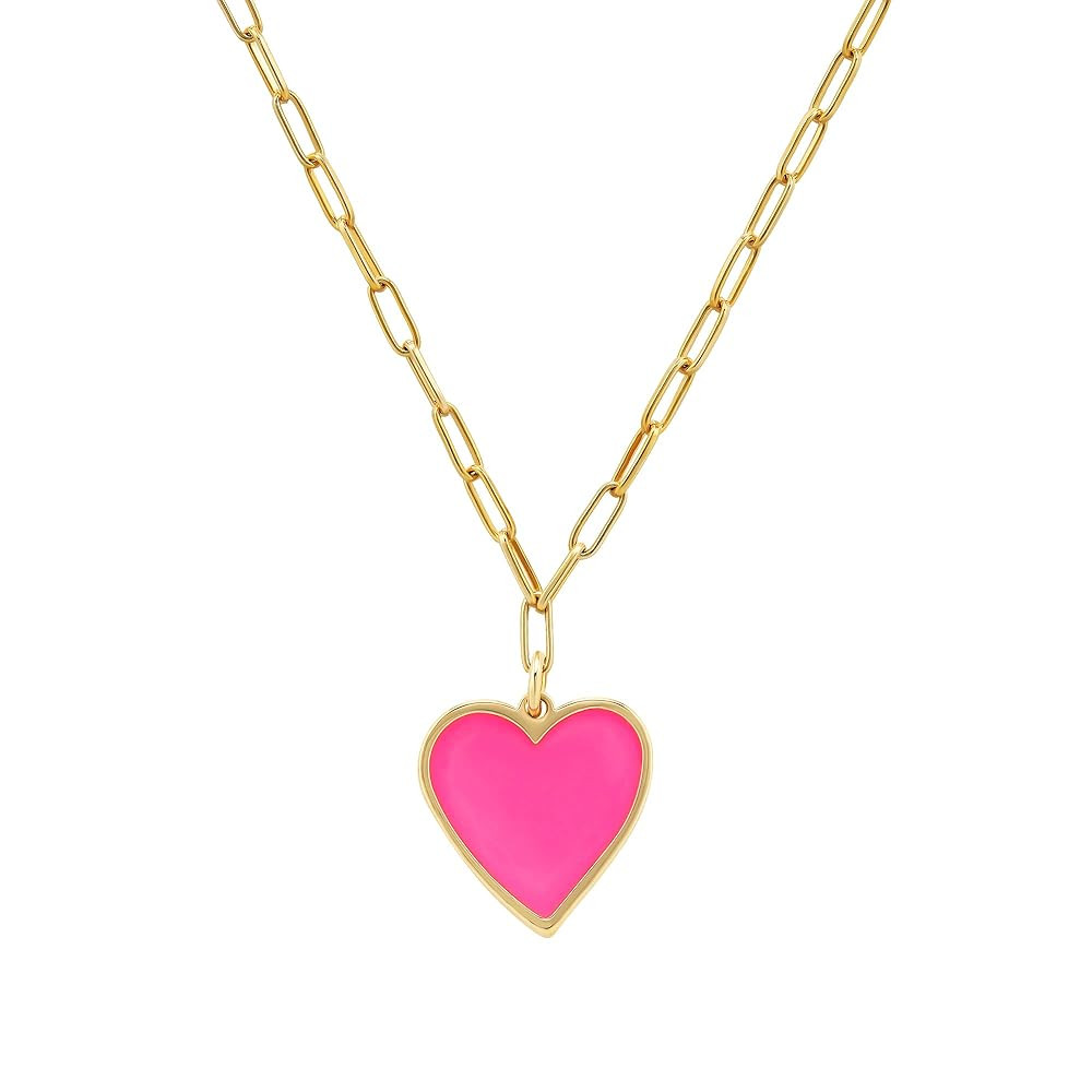 Tewiky Cute Heart Necklace Tiny 14k Gold Heart Pendant Choker Necklaces Small Gold Love Open Hear... | Amazon (US)