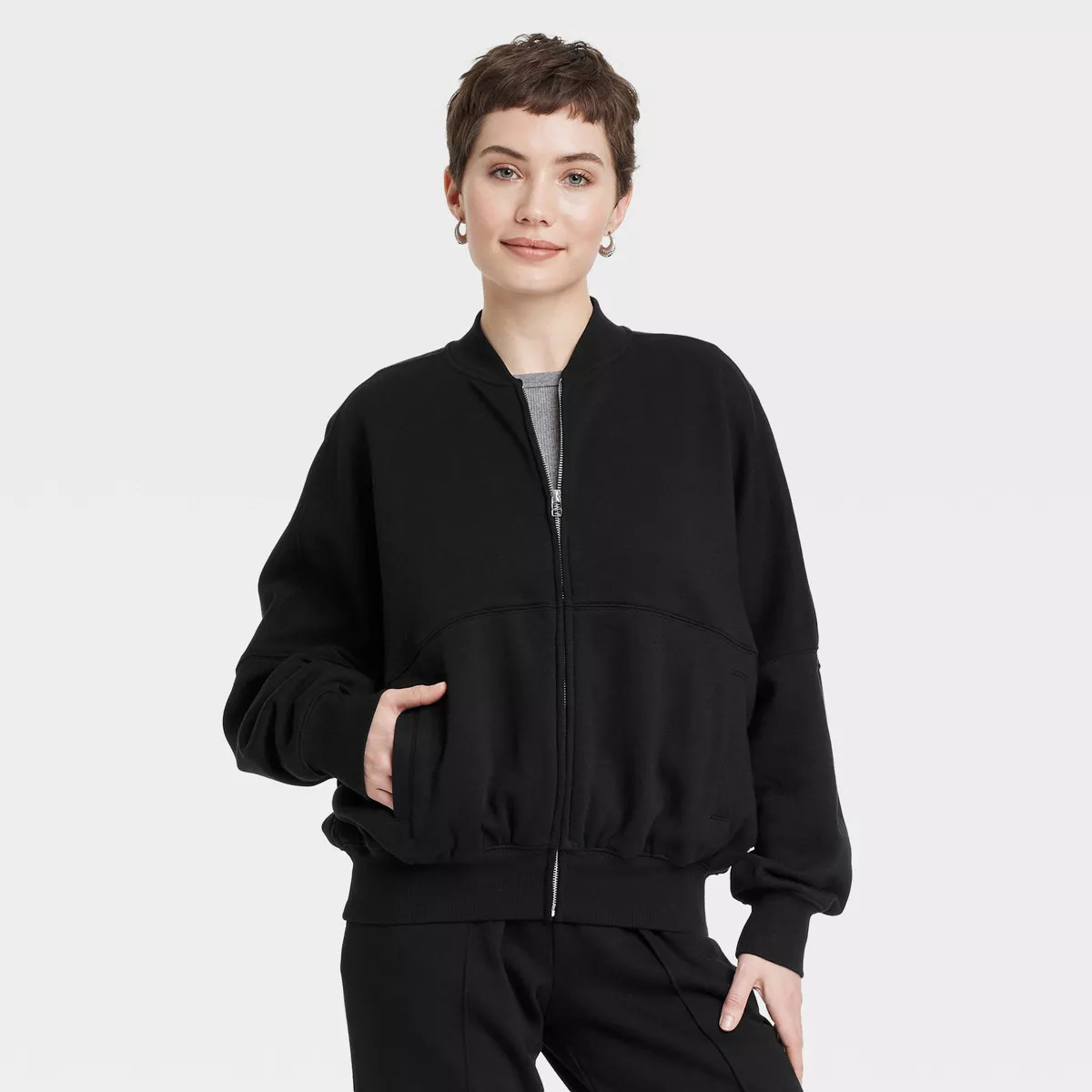 Women's Leisure Studio Fleece Bomber Jacket - Universal Thread™ | Target