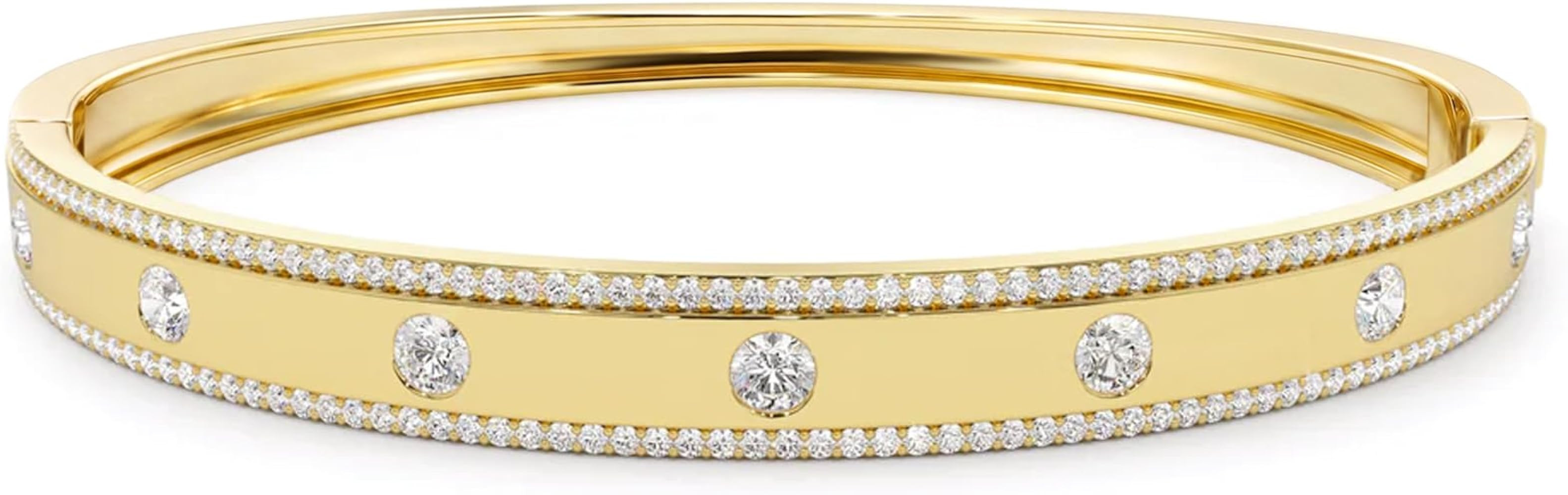 Gold Bracelets For Women,14k Gold Filled Bangle Bracelets,Chunky Hinged Bangle Bracelets,Bangle B... | Amazon (US)