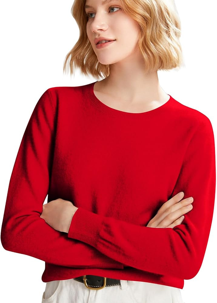 Cashmere Sweaters for Women Long Sleeve Crew Neck Soft Warm Pullover Tops Lightweight Wool Knit S... | Amazon (US)