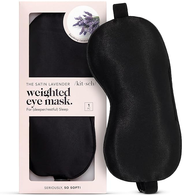 Kitsch Weighted Satin Sleep Mask - Weighted Eye Mask for Sleeping and Travel - Lavender Sleeping ... | Amazon (US)