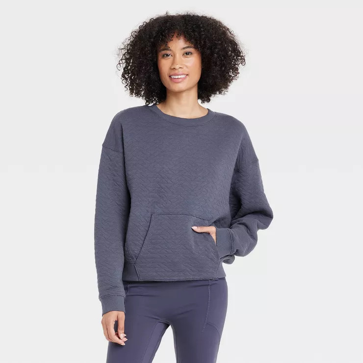 Women's Quilted Crew Sweatshirt - All in Motion™ | Target
