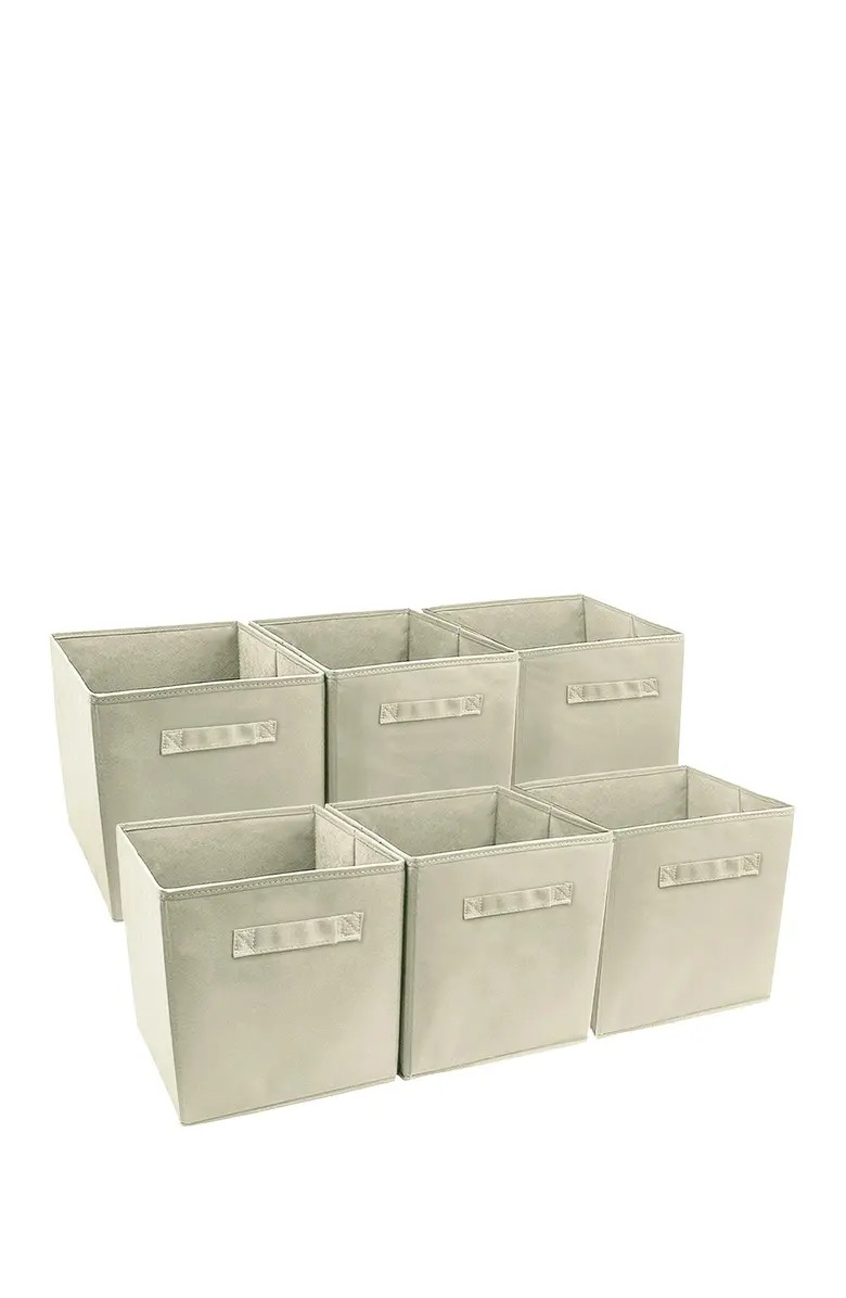 Foldable Storage Cube Basket Bin - Set of 6 - Beige | Nordstrom Rack