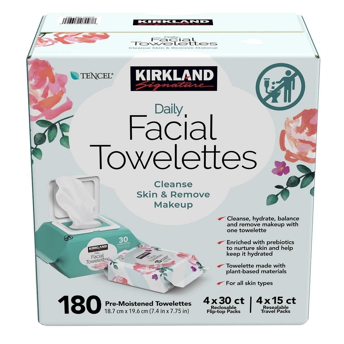 Kirkland Signature Daily Facial Towelettes, 180 Count | Walmart (US)