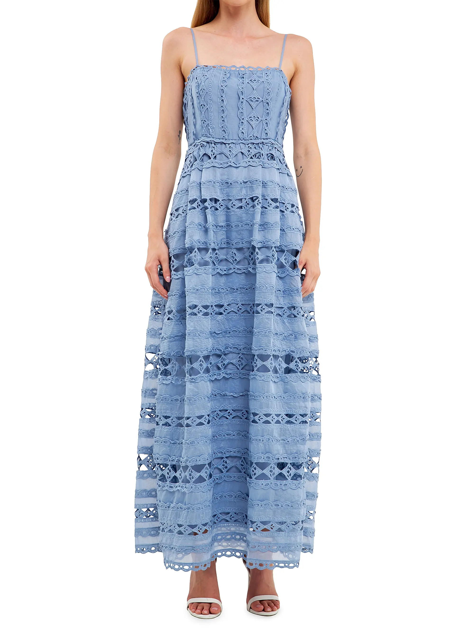 Combination Lace Spaghetti Strap Maxi Dress | Saks Fifth Avenue