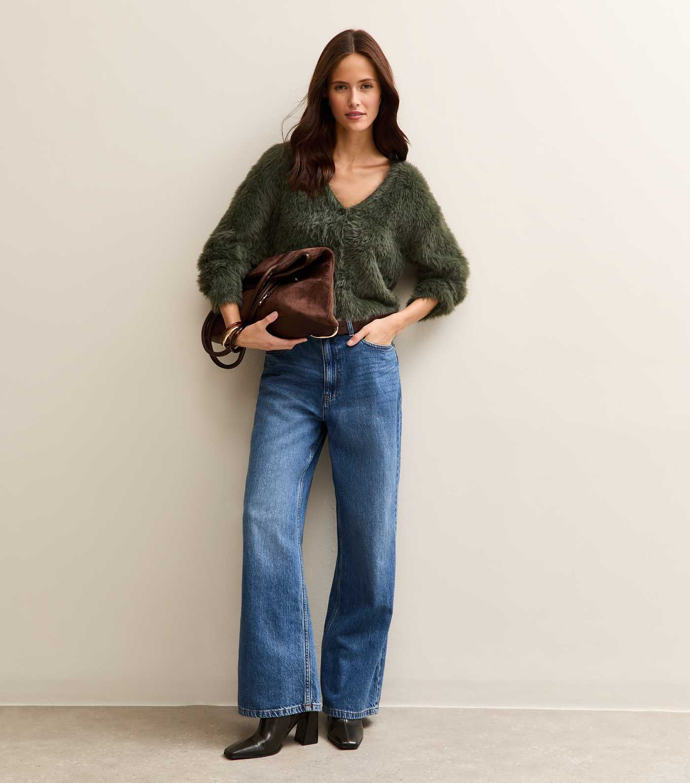 Light Khaki Super Fluffy Button Up Cardigan | New Look | New Look (UK)