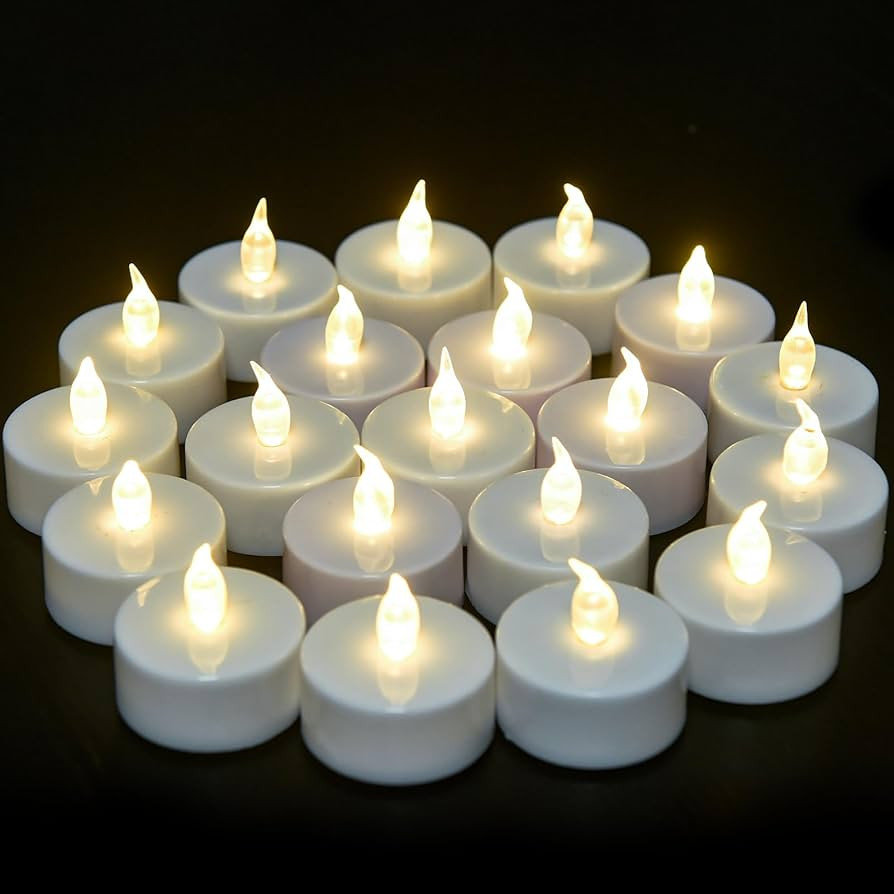 Battery Operated Tea Lights Candles: 50 pcs Flameless Tea Light Realistic Flickering Led Tealight... | Amazon (US)